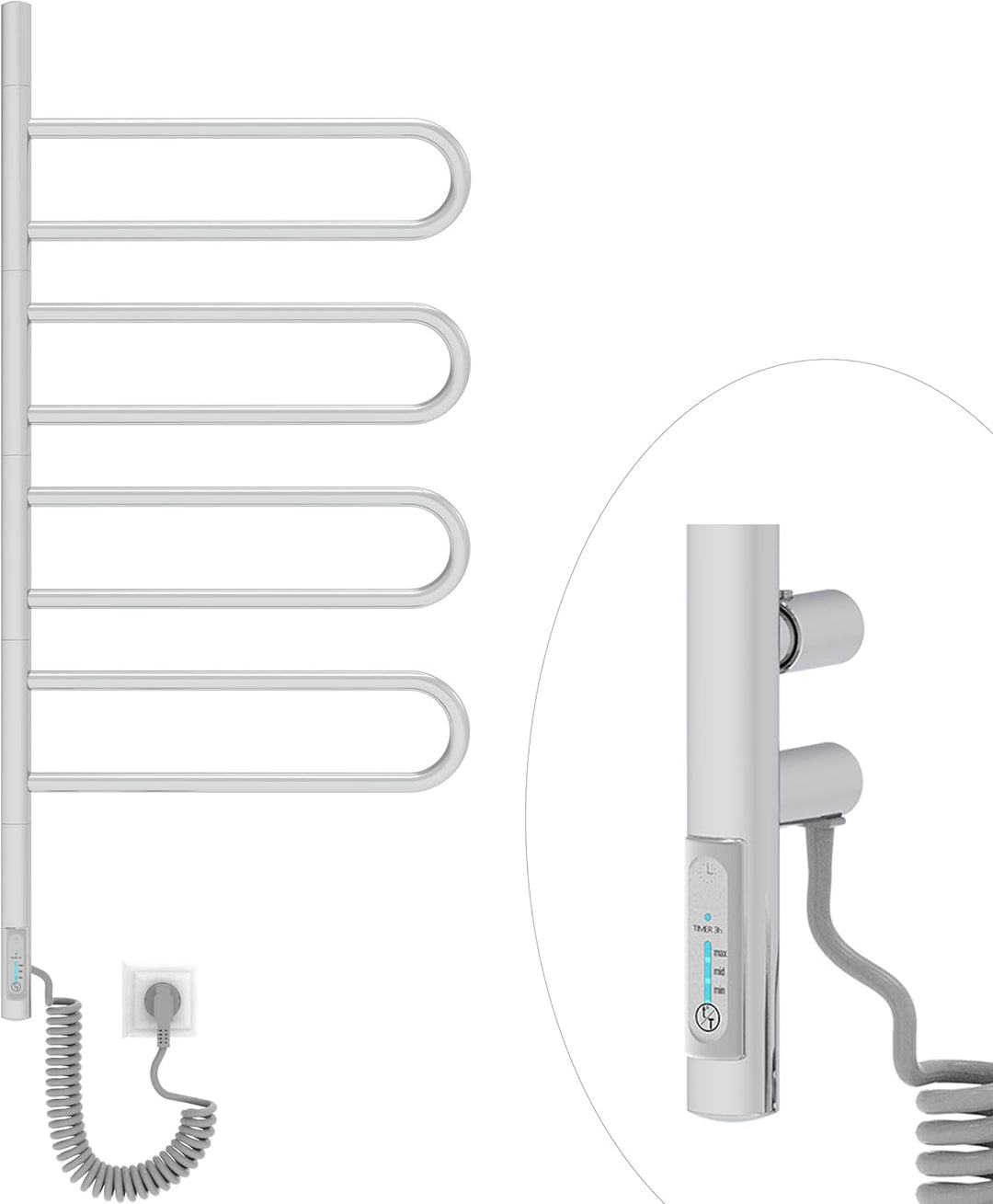 Elna® Handtuchheizkörper Elektrisch Chrom 100x46 cm, 103W - Badheizkörper Elektrisch Handtuchwärmer