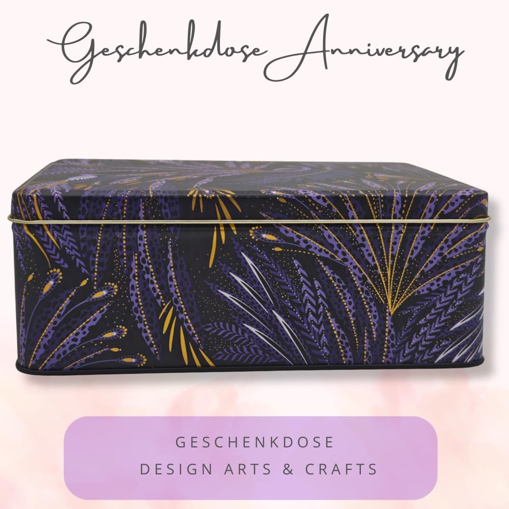 MediMuc Geschenkdose Design Sara Miller Liebevoll gestaltete rechteckige Vorratsdose Motiv Anniversa