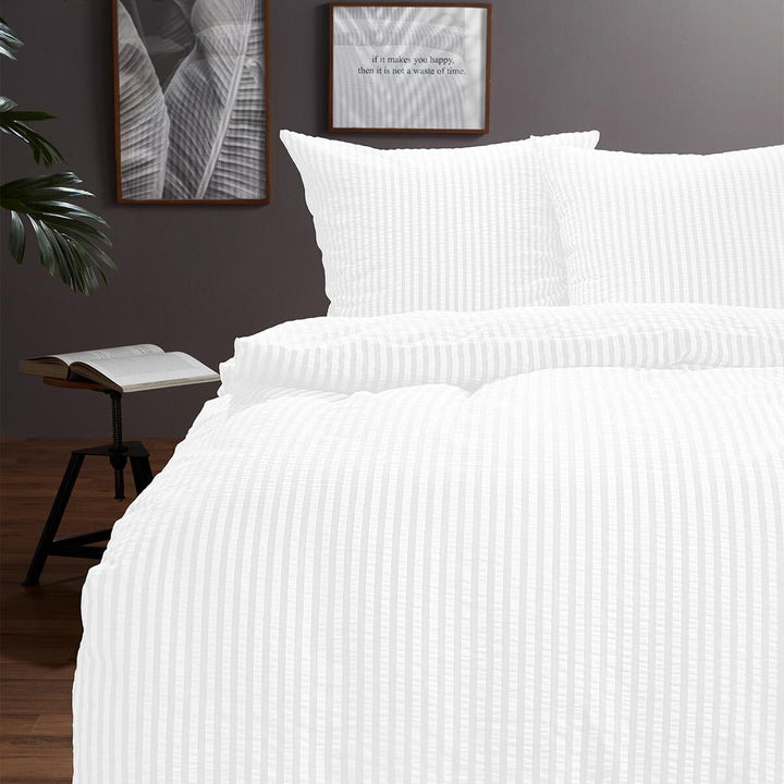 fleuresse gewebte Seersucker Bettwäsche Rio 443342 155x220 cm + 80x80 cm Weiss, 155x220 cm + 80x80 c