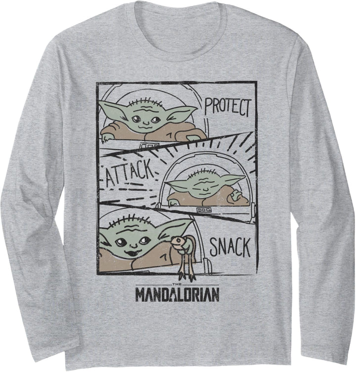 Star Wars The Mandalorian The Child Protect Attack Snack Langarmshirt
