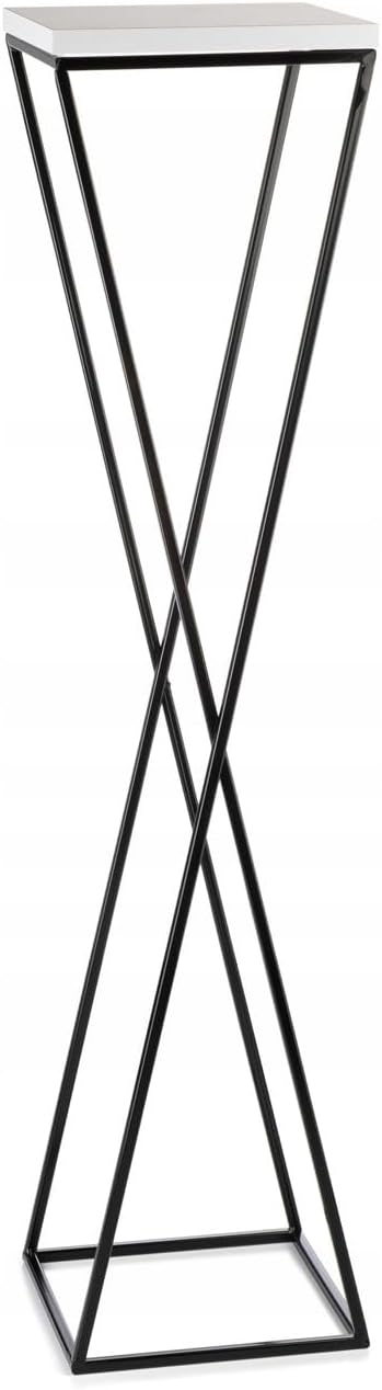 Pflanzenständer Metall 70 cm Hoch - Stabiler und Fester Blumenhocker mit Weiss MDF-Platte auf Schwar