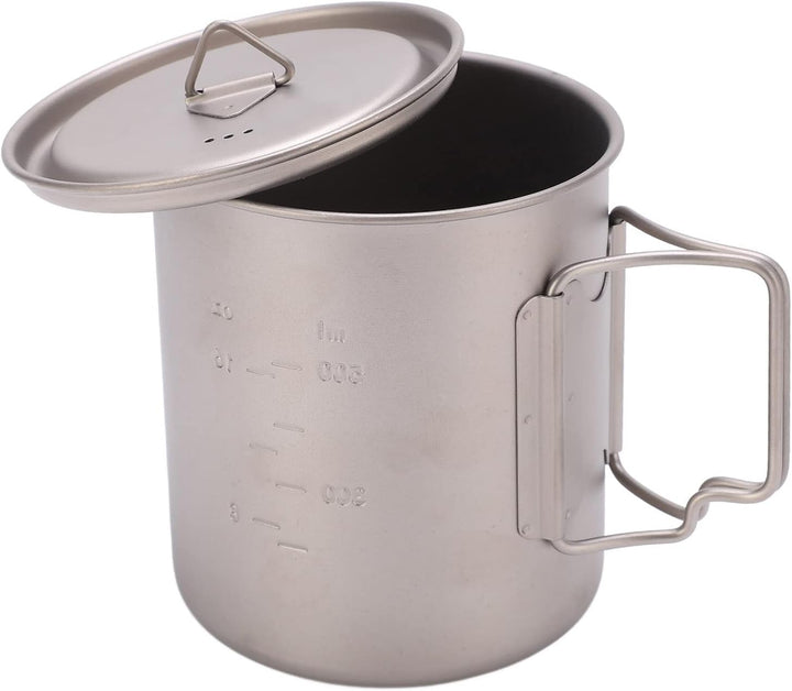 FOUF Titan-Becher, 750 Ml, Outdoor-Wand-Isolierbecher, Campingbecher mit Klappbaren Griffen und Deck