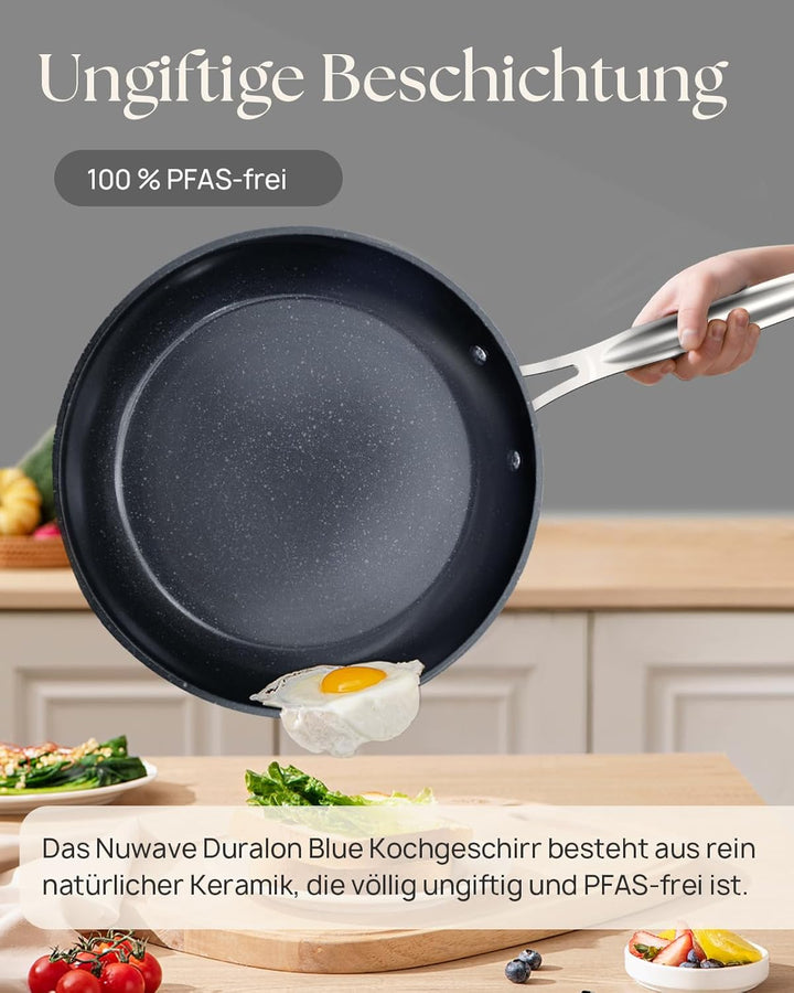 Nuwave 4,7L Gesundes Duralon Blue Keramik Antihaft-Suppentopf in Kühlem Grau, PFAS-frei, Spülmaschin