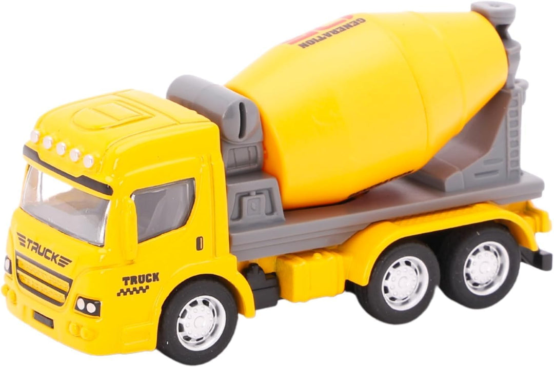 Toyland® Packung mit 4 Miniatur-Baufahrzeugen – Betonmischer, Sprinkler, Bagger und Planierraupe – K