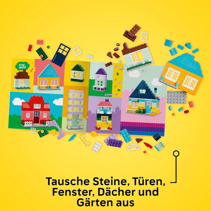LEGO Classic Kreative Häuser, Bausteine-Set für Kinder, Konstruktionsspielzeug mit 850 Steinen, Haus