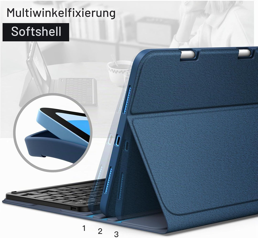 JETech Keyboard Hülle für iPad (A16) 11./10. Generation (2025/2022) mit Stifthalter, Magnetisch Abne