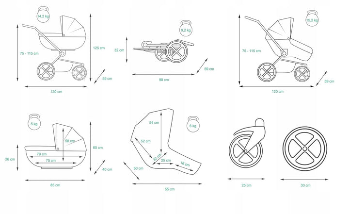 BabyLux® Kinderwagen Set 4 in 1 - Gold Lux - incl. Babywanne, Buggy Sportsitz, Auto-Babyschale, ISOF