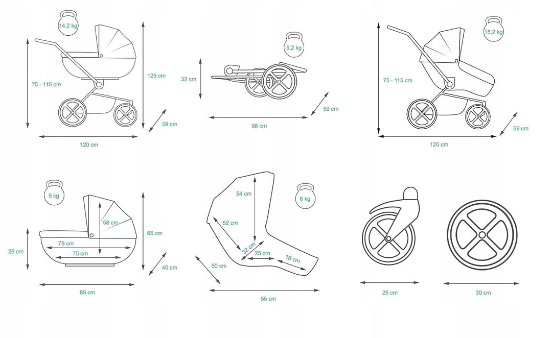 BabyLux® Kinderwagen Set 4 in 1 - Gold Lux - incl. Babywanne, Buggy Sportsitz, Auto-Babyschale, ISOF