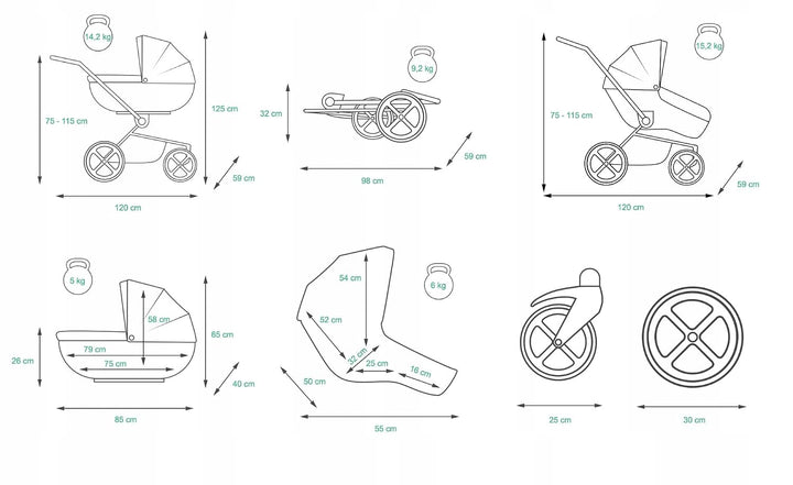 BabyLux® Kinderwagen Set 4 in 1 - Gold Lux - incl. Babywanne, Buggy Sportsitz, Auto-Babyschale, ISOF
