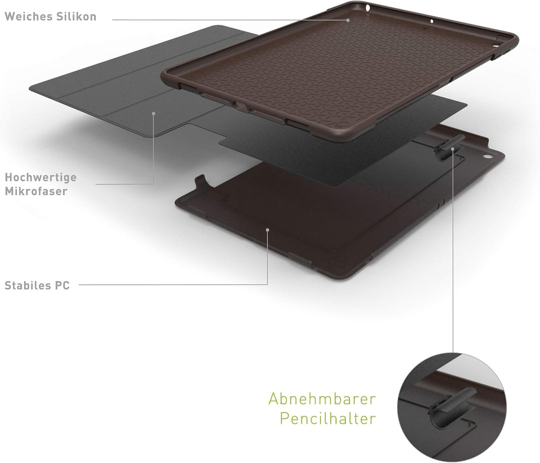 KMP GreenNu Schutzhülle/Klapphülle passend für iPad 9,7“ 2017/2018 – braun - 100% recyclebar – ohne