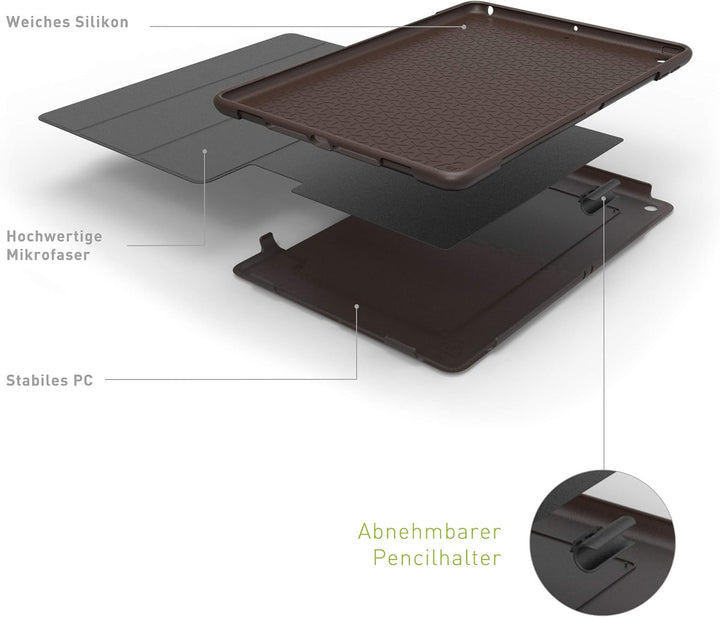 KMP GreenNu Schutzhülle/Klapphülle passend für iPad 9,7“ 2017/2018 – braun - 100% recyclebar – ohne