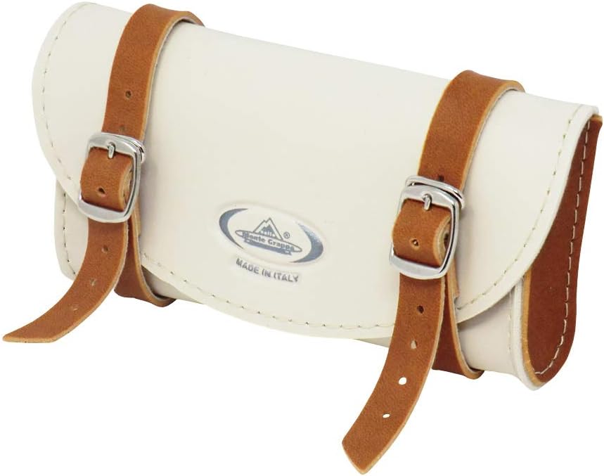 Vintage-Sattel mit 3 Federn + Tasche Montegrappa in verschiedenen Farben Braun + Creme, Braun + Crem