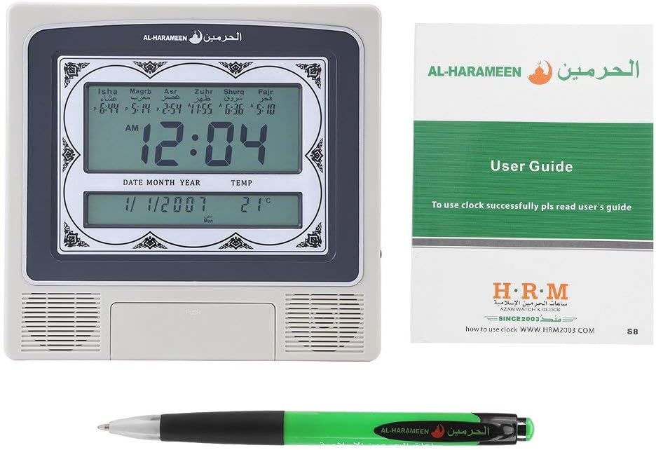 Muslimische Azan Uhr Table Clock, Islamisches Gebet Wanduhr, 1500 Städte Ezan Zeit für Grossstädte W