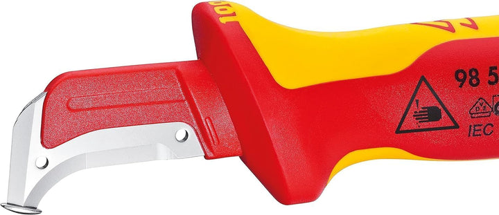 Knipex Abmantelungsmesser mit Gleitschuh isolierender Mehrkomponenten-Griff, VDE-geprüft 180 mm 98 5