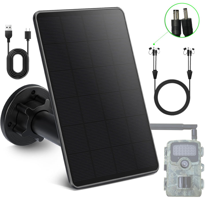 Solarpanel Wildkamera: 5000mAh Akku-Solarpanel für Wild und Outdoor Kameras, 12V/1A&6V/1.5A Solar Ba