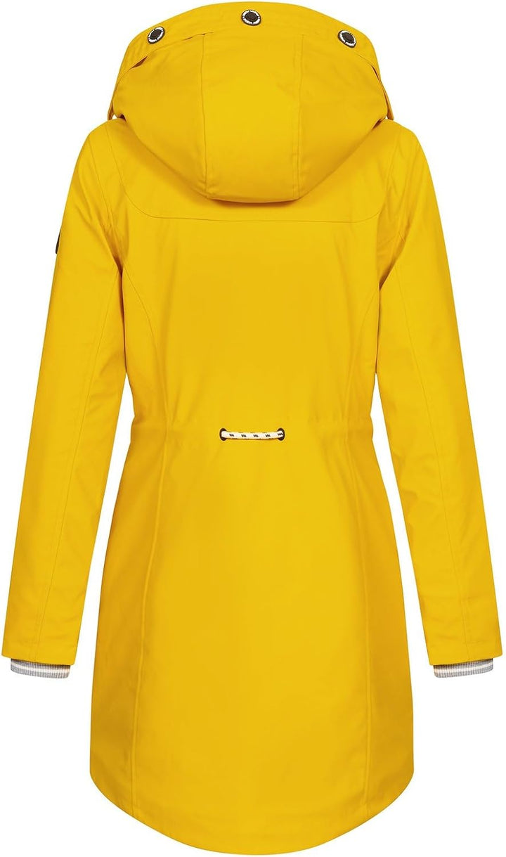 NEW VIEW Damen Regenjacke wasserabweisender Parka Annika Long mit Kapuze XXL Gelb (Golden Rod) 2, XX