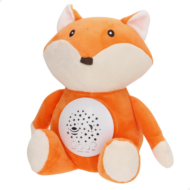 COLORBABY Genial Baby Projektor, Sterne, Fuchs, 27 cm, Nachtlicht und Timer, Plüschtier zur Entfernu