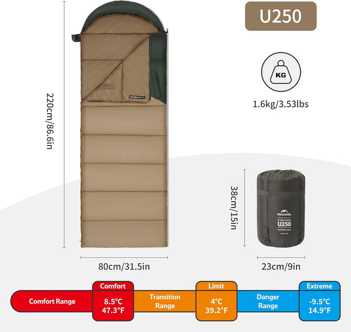 Naturehike Schlafsack mit Kapuze Deckenschlafsack für Camping, Leicht & Bequem, Ideal für Outdoor-Ab