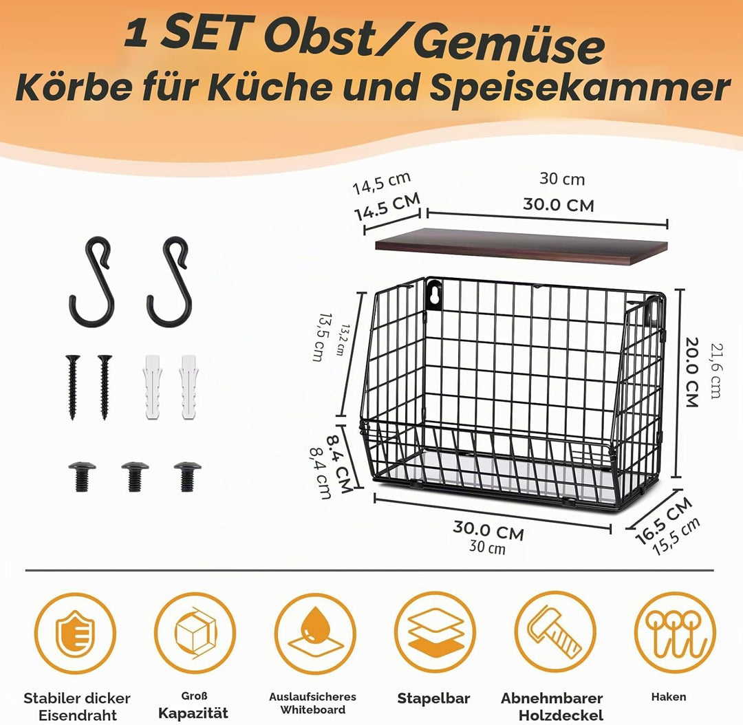 Wawocs Obstkorb Hängend Obstschale Obst Gemüse Aufbewahrung Wand Stapelbar Obstschale Etagere mit Ho
