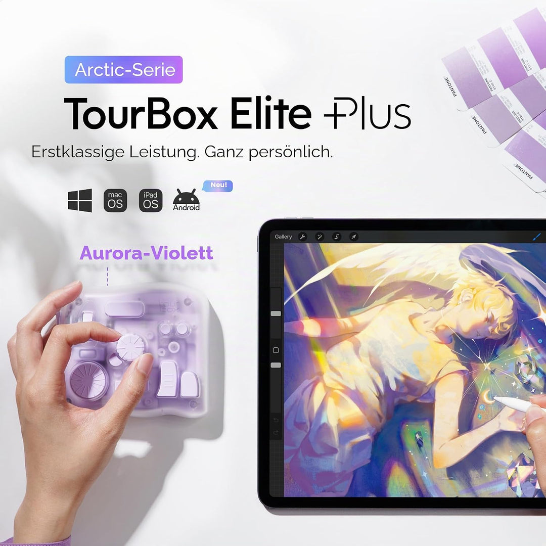 TOUR BOX Elite Plus, iPad-Zeichnen, Bluetooth-Controller für Video- und Foto- Bearbeitung, Mac/Windo