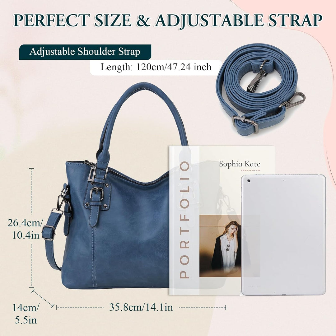 MayBlosom Damen Handtasche, Hobo Tasche Shopper PU leder Umhängetasche Schultertasche Geldbörse für