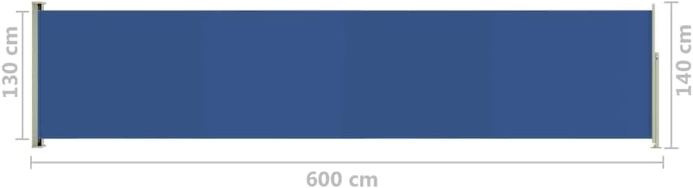 puraday 140x600 cm Seitenmarkise Ausziehbar Blau Terrassen-Sichtschutz Balkon Seitenwand Stilvolle S