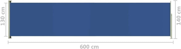 puraday 140x600 cm Seitenmarkise Ausziehbar Blau Terrassen-Sichtschutz Balkon Seitenwand Stilvolle S