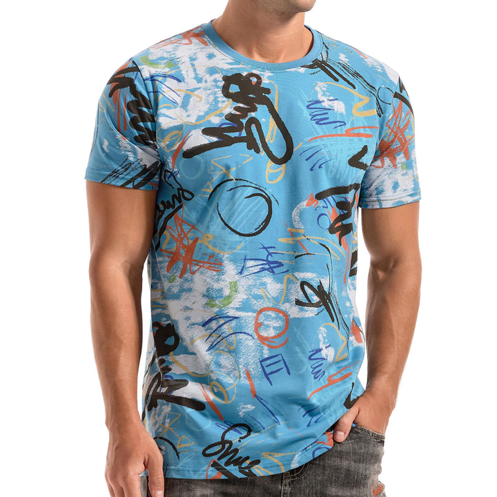 RONOMO Herren Mode Krawatte Dye T-Shirt Casual Print T-Shirt Graffiti T-Shirt 4XL Ty Blau, 4XL Ty Bl