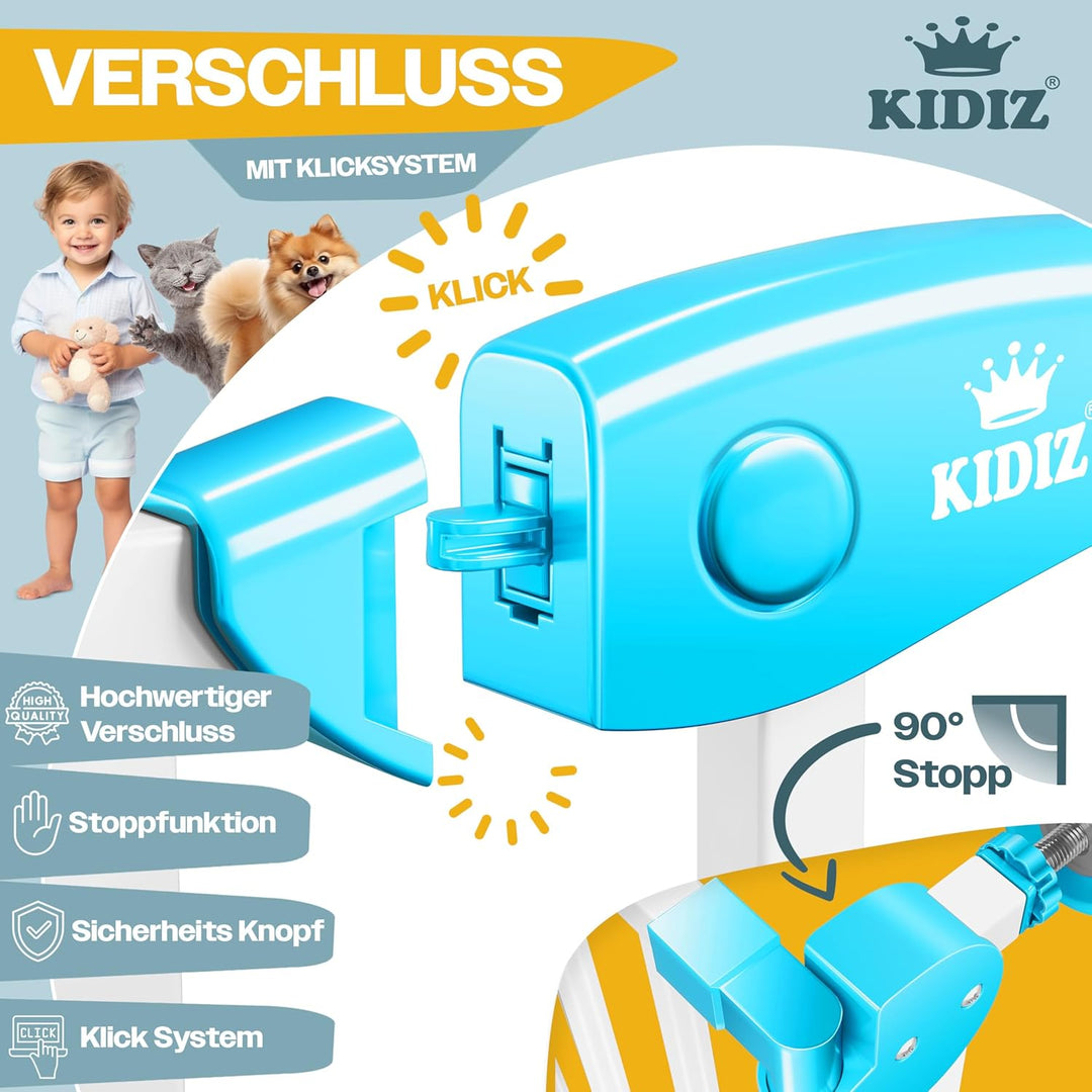 KIDIZ® Türschutzgitter Absperrgitter Treppengitter Kindergitter | Gitter Haustier | ohne Bohren | be