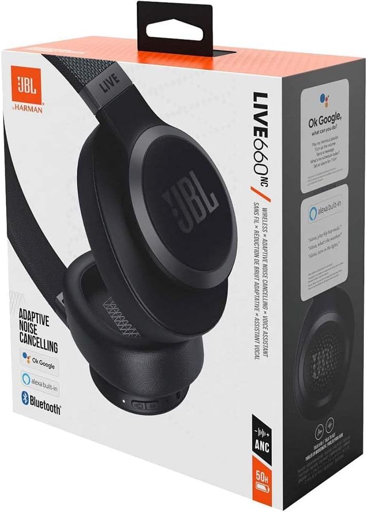 JBL Live 660NC kabelloser Over-Ear Bluetooth-Kopfhörer in Schwarz – Mit Noise-Cancelling und Spracha