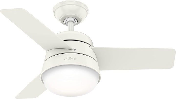 HUNTER FAN Finley, 36 inch, Indoor Ceiling Fan with Light and Handheld Remote, Fresh White Finish, 3