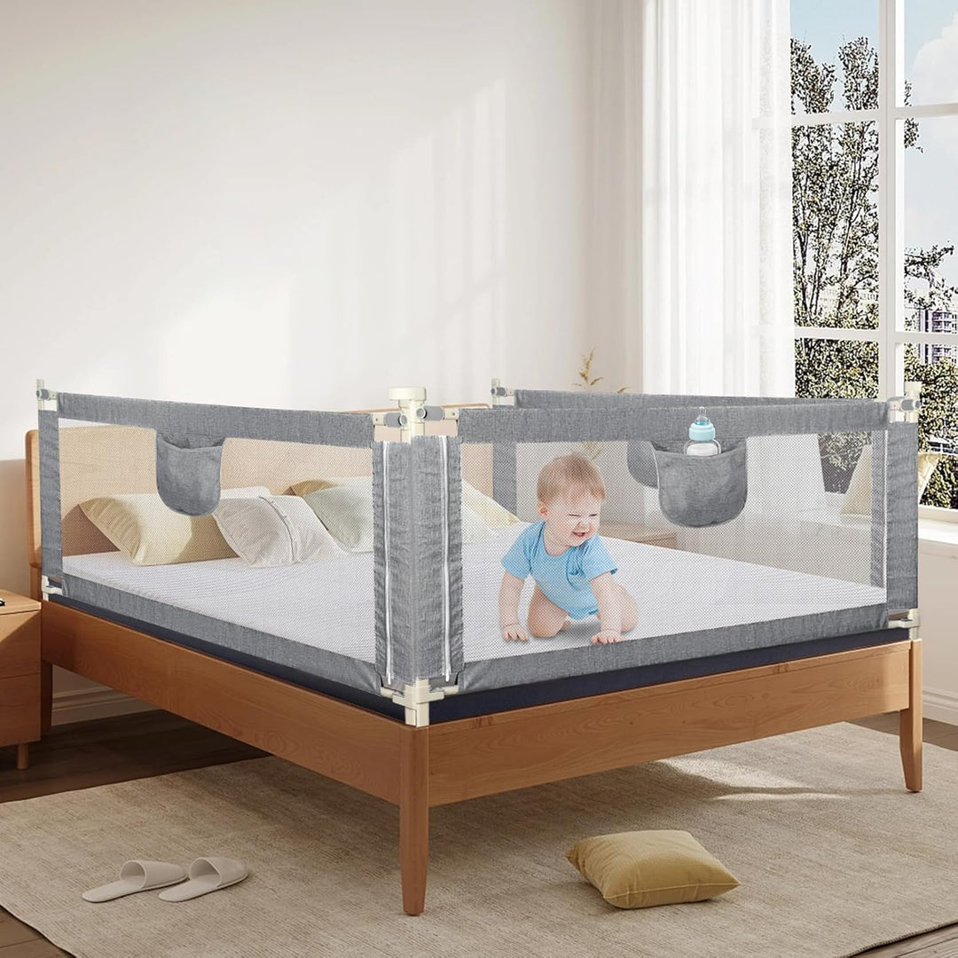 OHMG Bettgeländer,Sicherheitsgitter für Kinder,Sicherheitsgitter für Bett,höhenverstellbar,tragbar,B