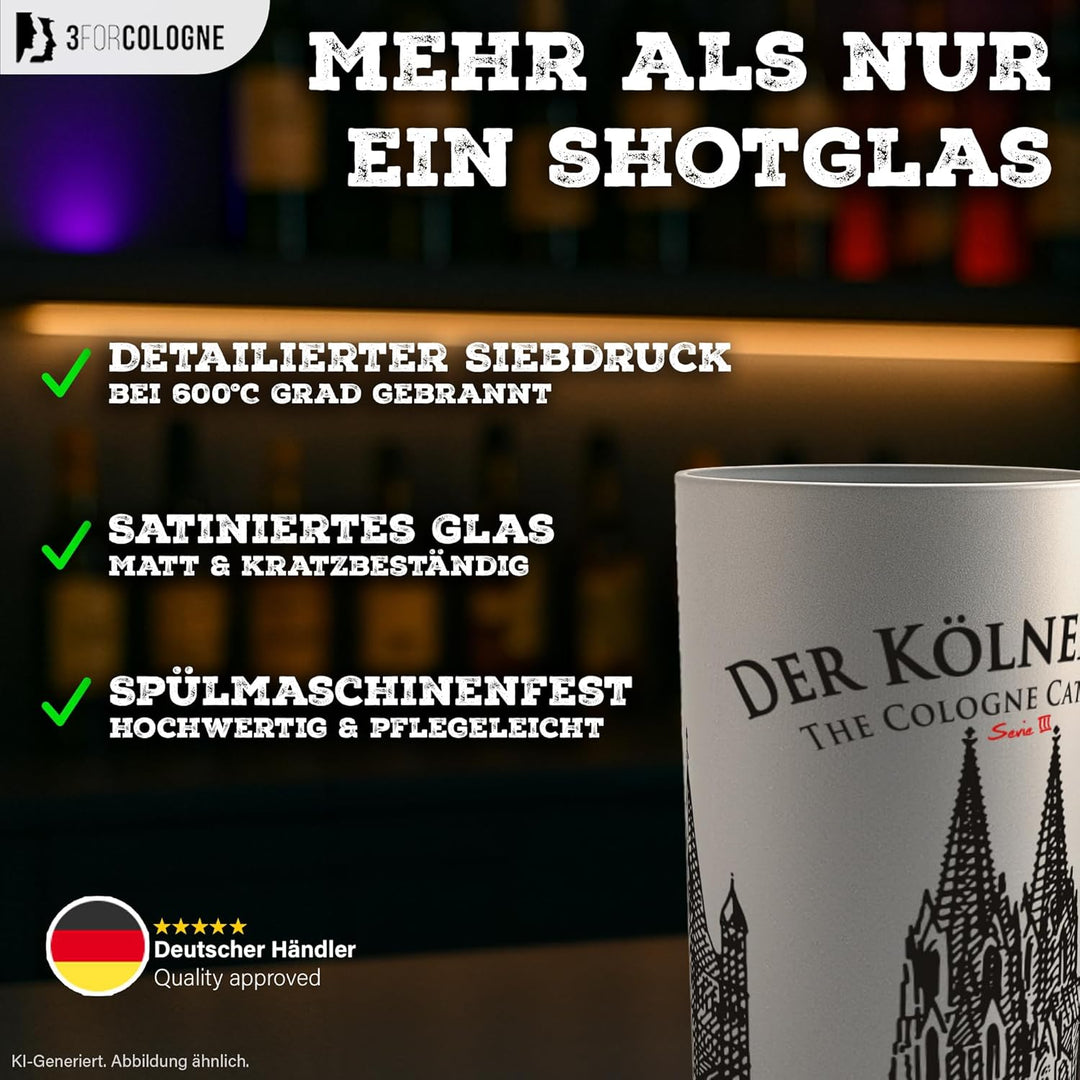3forCologne Schnapsgläser 6,5cl | 6er Set | Kölner Dom| Pinnchen, Shotgläser, Tequila, Vodka, Obstle