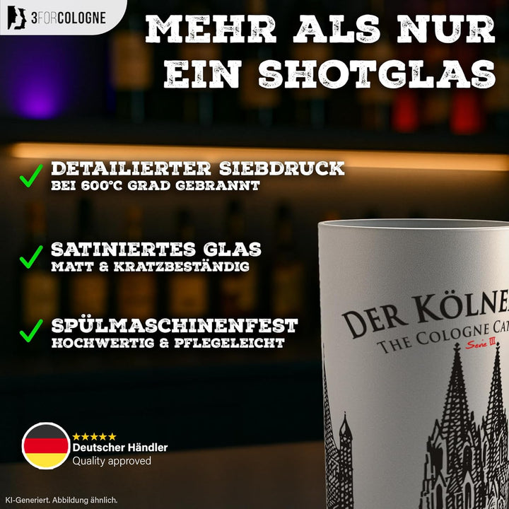 3forCologne Schnapsgläser 6,5cl | 6er Set | Kölner Dom| Pinnchen, Shotgläser, Tequila, Vodka, Obstle