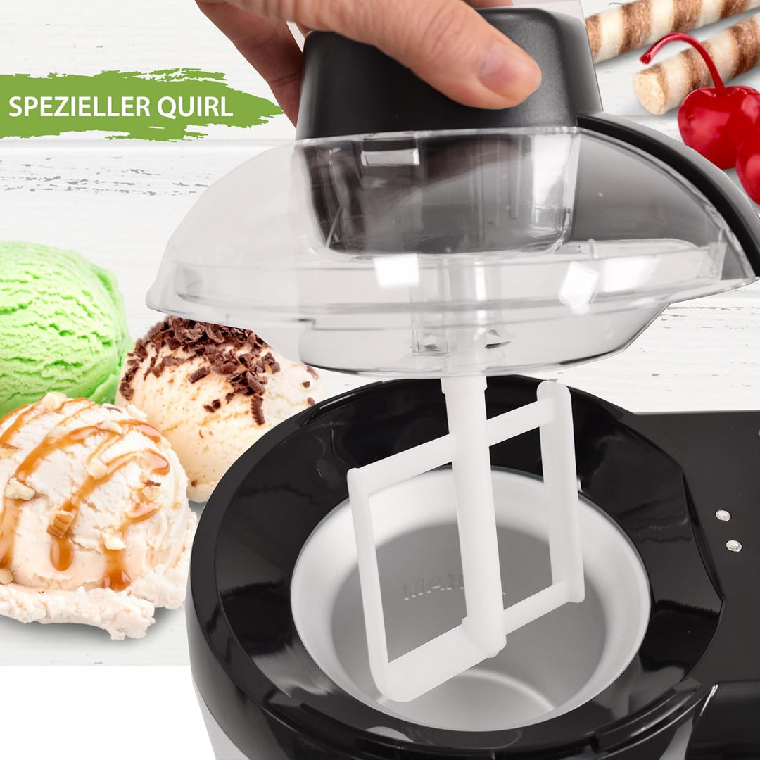 Gino Gelati Selbstkühlende Eismaschine Jalis Speiseeismaschine Eisbereiter, Silber/Schwarz, Edelstah