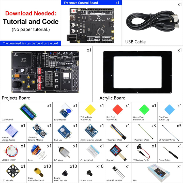 Freenove Projects Kit with Control Board V4 (Compatible with Arduino IDE), 238-Page Detailed Tutoria