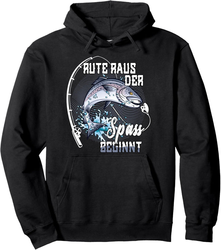 Mann Sohn Opa Vati Vater Angler Rute raus der Spass beginnt Pullover Hoodie