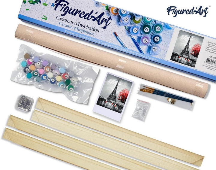 Figured'Art Malen Nach Zahlen Erwachsene Mit Rahmen Paris Eiffelturm - Paint by Numbers Basteln DIY