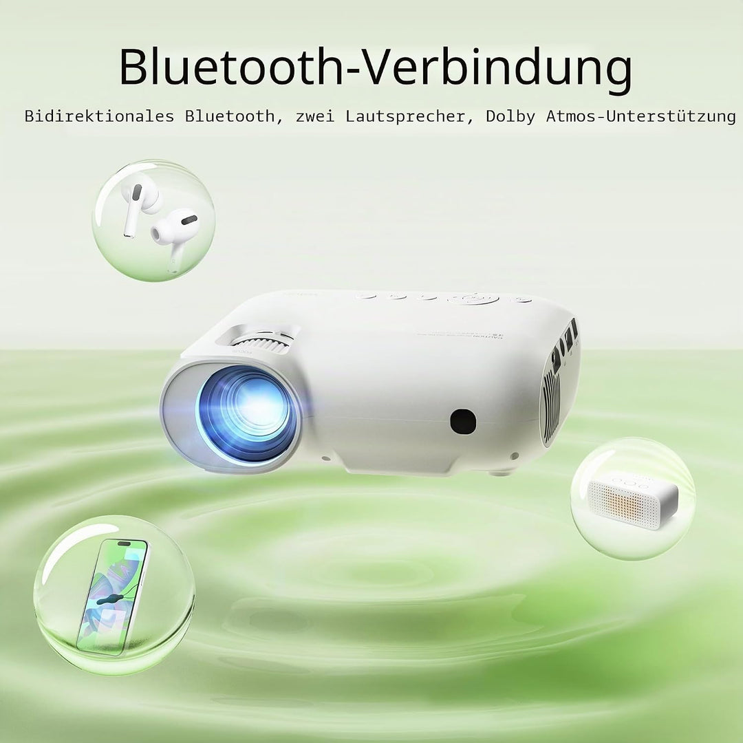Beamer 4K【Official Netflix & Dolby Audio】 15000 Lumen Zoom/Trapezkorrektur WiFi Bluetooth Beamer Ful