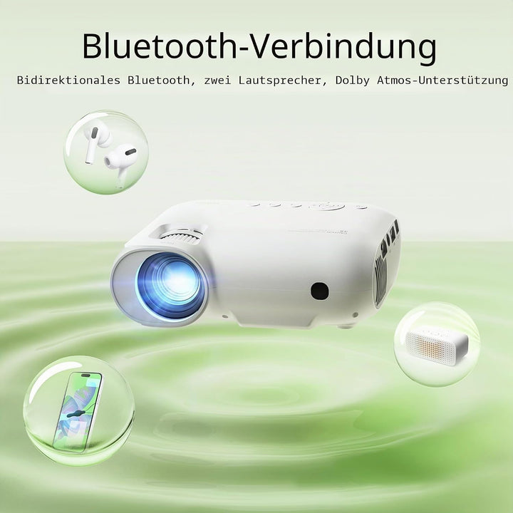Beamer 4K【Official Netflix & Dolby Audio】 15000 Lumen Zoom/Trapezkorrektur WiFi Bluetooth Beamer Ful