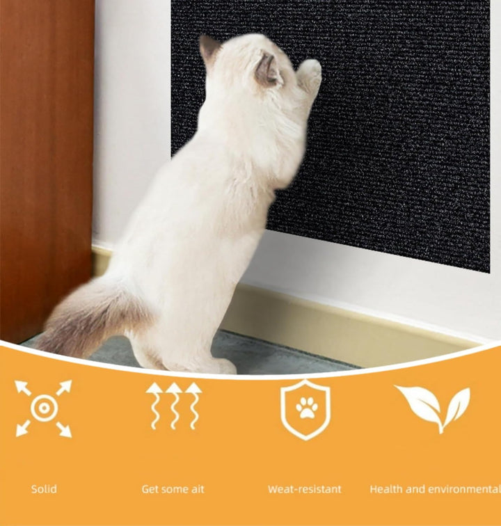 Kratzmatte Selbstklebend für Katze, Wand Kratzteppich Katze Schwarz, 40×200cm Kratzbretter Kratzschu