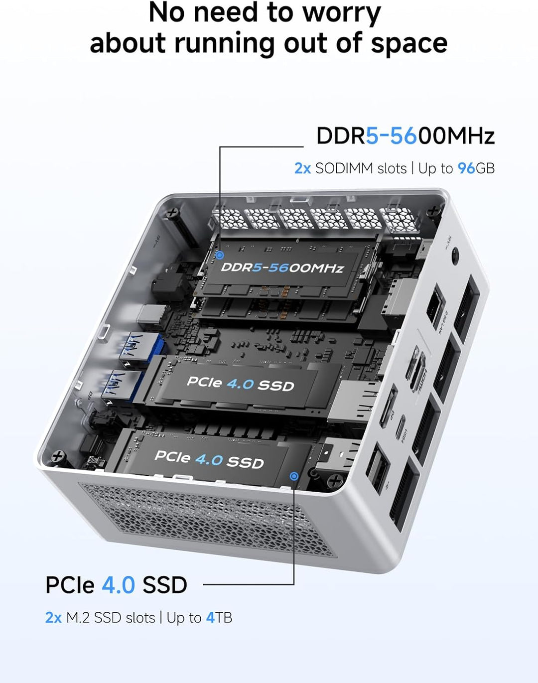 MINIS FORUM UM880 Plus Mini PC mit AMD Ryzen 7 8845HS(8C/16T, bis zu 5.1GHz),Mini Computer Radeon 78