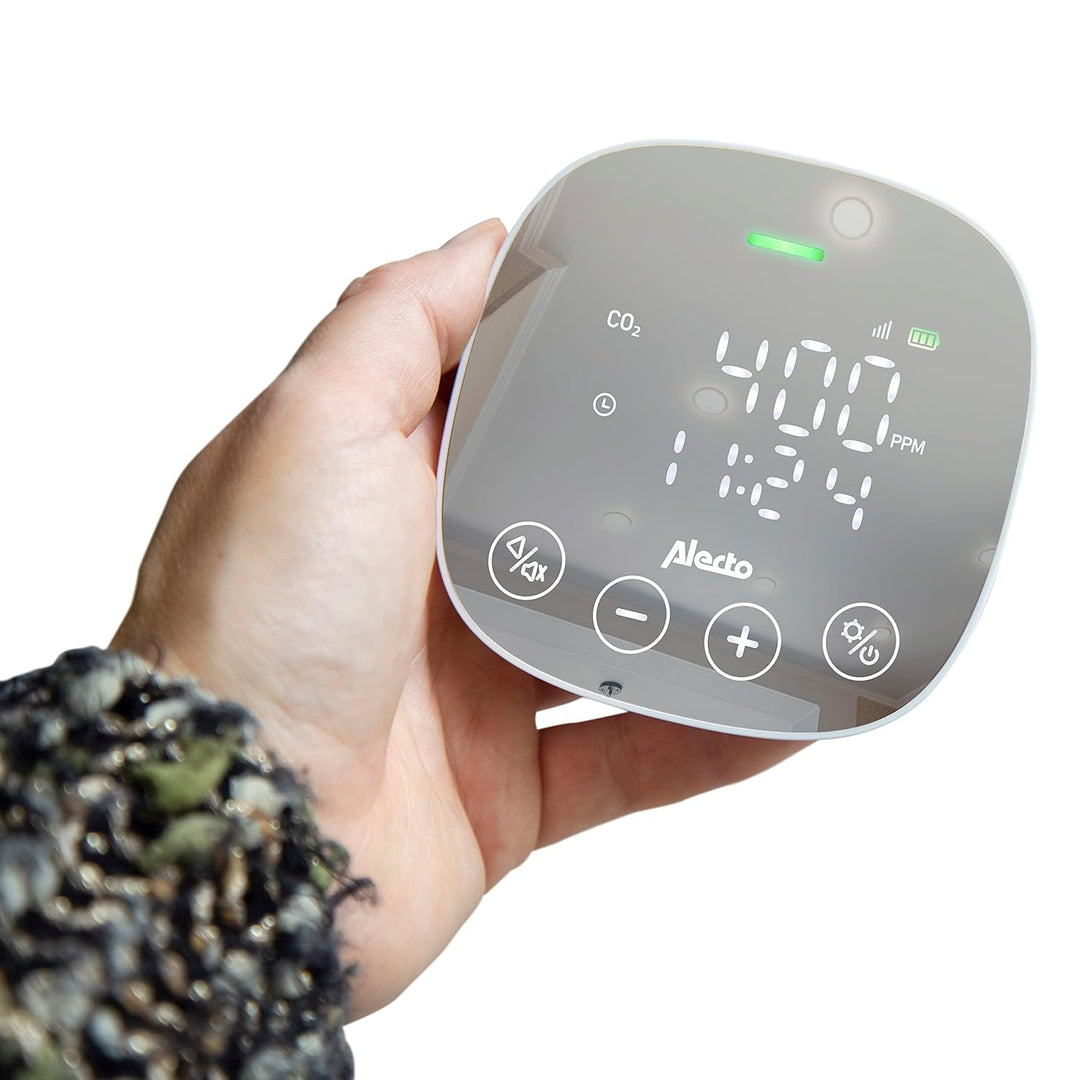 Alecto AQ30 CO2-Messgerät mit NDIR-Sensor, Luftqualitätsmonitor mit Ampelanzeige, CO2-, Temperatur-