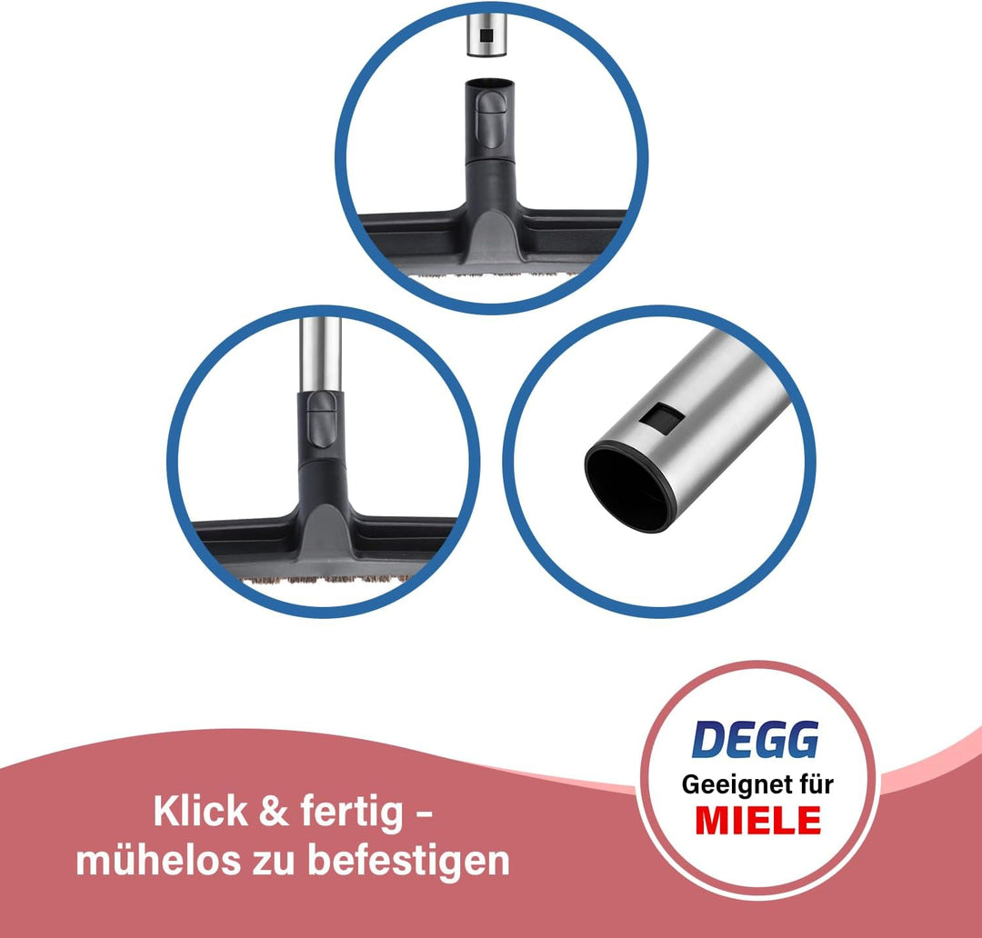 DEGG Teleskoprohr - Kompatibel mit Miele Staubsauger 35mm mit Klicksystem Teleskopstange Teleskopsta