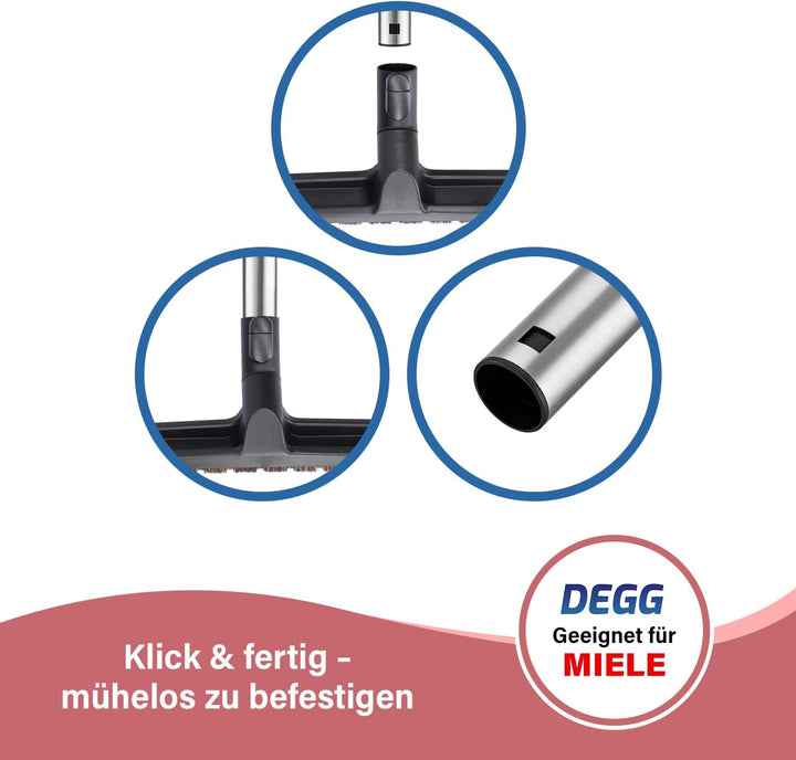 DEGG Teleskoprohr - Kompatibel mit Miele Staubsauger 35mm mit Klicksystem Teleskopstange Teleskopsta