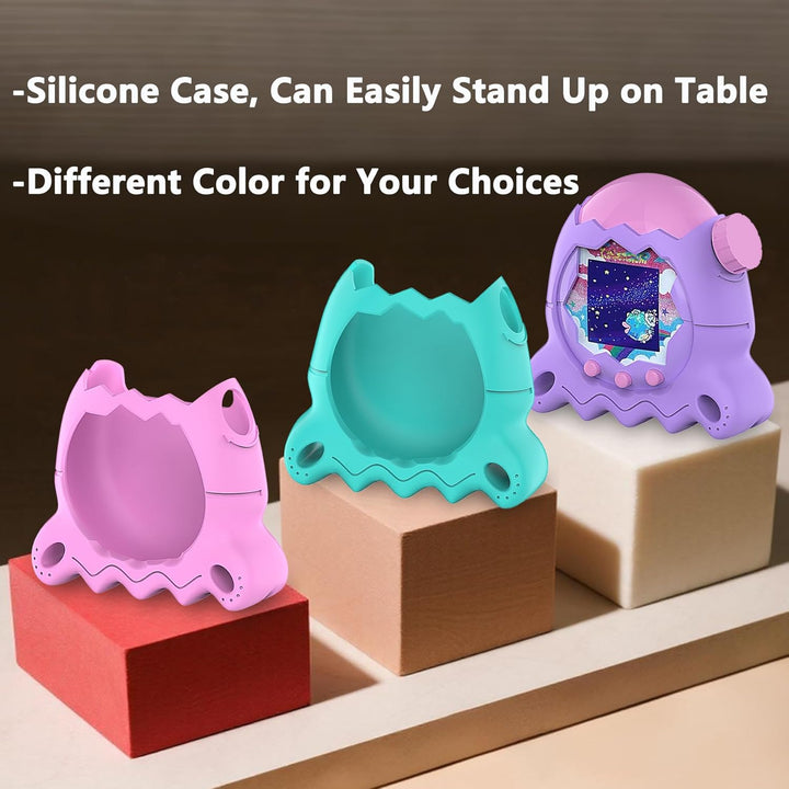 BCWGION Silikonhülle kompatibel mit Tamagotchi Paradise, mit TPU Softscreen Schutzfolie und Fingerba
