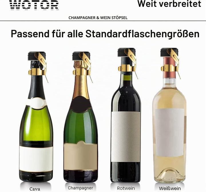 WOTOR Sektverschluss und Weinverschluss Edelstahl Sektflaschenverschluss Wiederverwendbar weinflasch