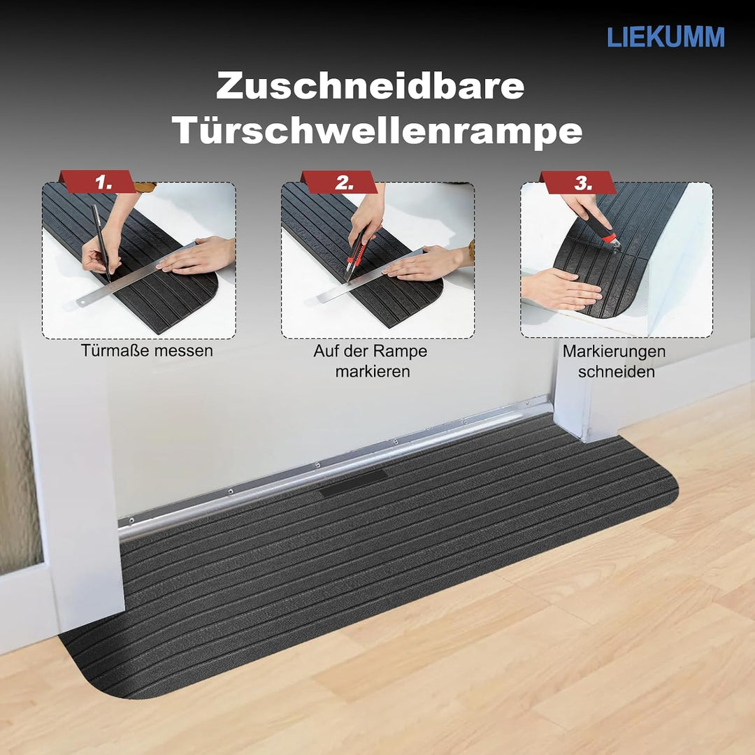 LIEKUMM 3,8 cm Höhe 1000 kg Tragfähigkeit Anti-Rutsch-Türstufenrampe, Naturkautschuk Rollstuhl Schwe