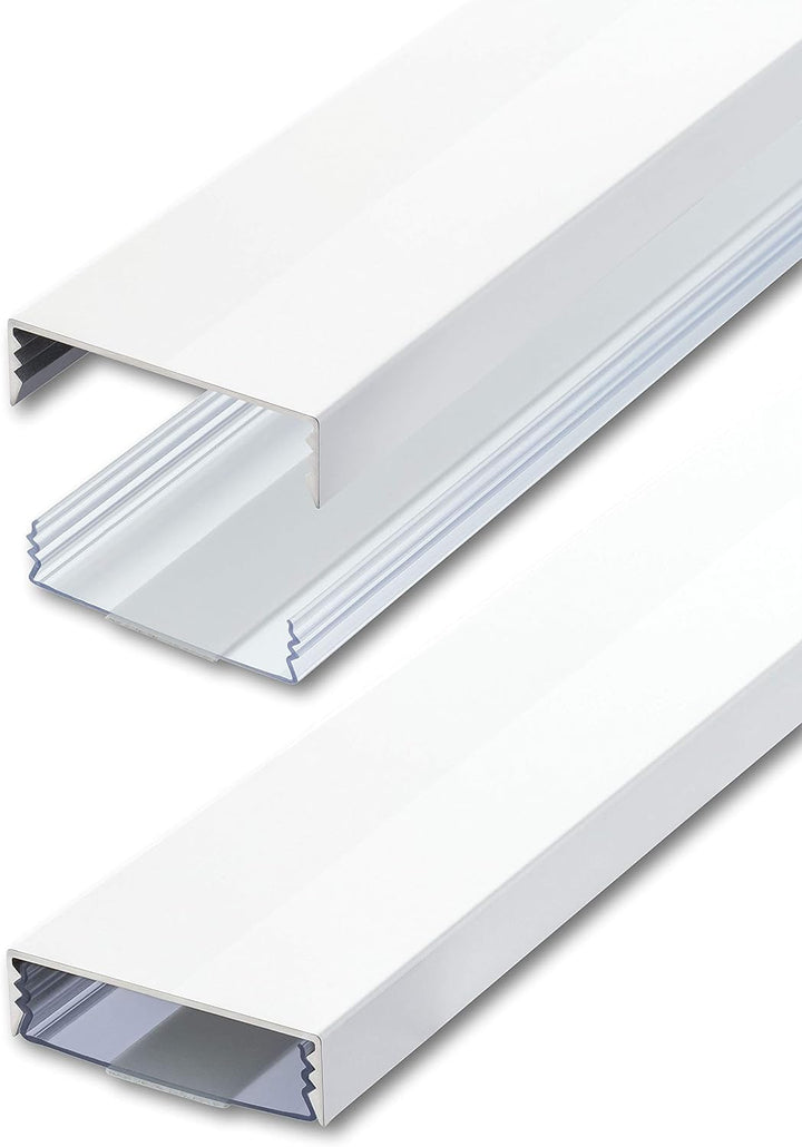 Flacher Design Aluminium Kabelkanal lackiert in Weiss Hochglanz RAL9003 selbstklebend 50 mm x 15 mm