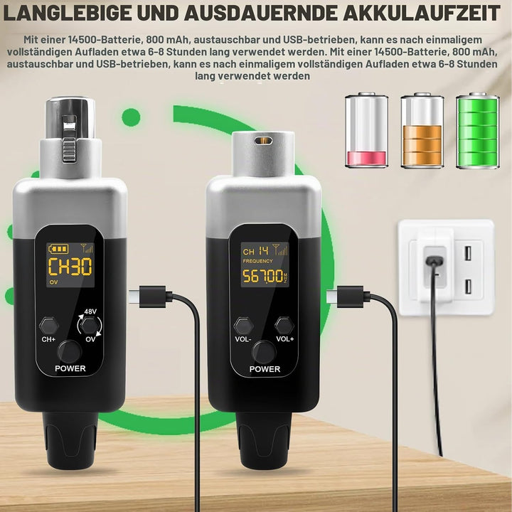 Mikrofon Sender Empfänger, Mikrofon Wireless Sender Empfänger, Tragbarer Adapter Kabelloses Funkmikr